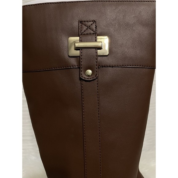 Karen Scott Womens Deliee New Faux Leather Riding Boots Wide Calf Brown 7 M - Picture 6 of 8